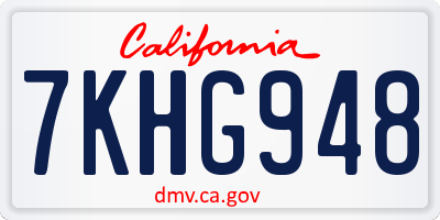 CA license plate 7KHG948
