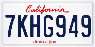 CA license plate 7KHG949