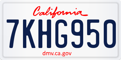 CA license plate 7KHG950