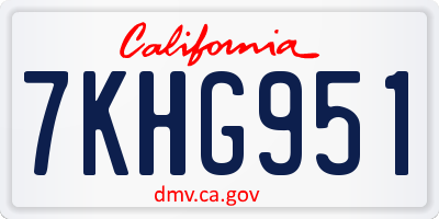 CA license plate 7KHG951