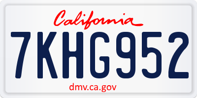 CA license plate 7KHG952