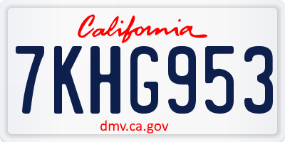 CA license plate 7KHG953