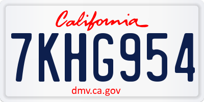 CA license plate 7KHG954