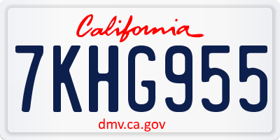 CA license plate 7KHG955