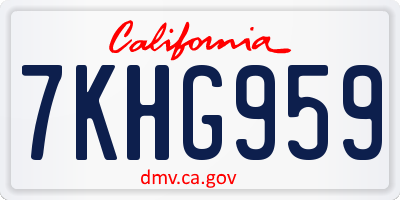 CA license plate 7KHG959