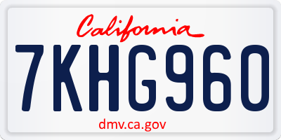 CA license plate 7KHG960