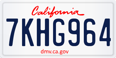 CA license plate 7KHG964
