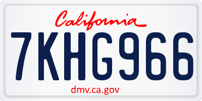 CA license plate 7KHG966
