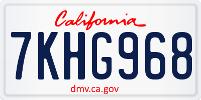 CA license plate 7KHG968
