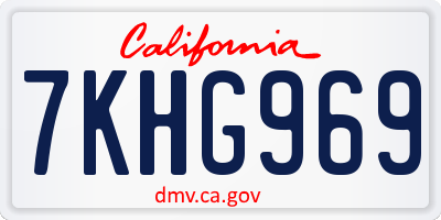 CA license plate 7KHG969
