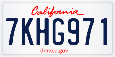 CA license plate 7KHG971