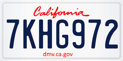 CA license plate 7KHG972
