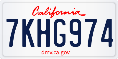 CA license plate 7KHG974