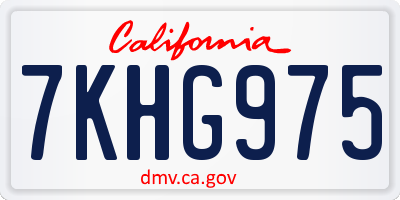 CA license plate 7KHG975
