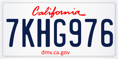 CA license plate 7KHG976
