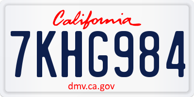 CA license plate 7KHG984
