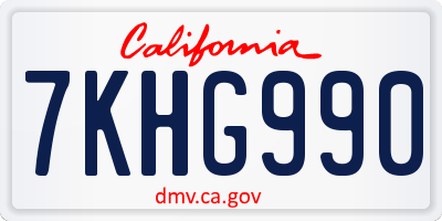 CA license plate 7KHG990