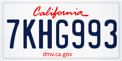 CA license plate 7KHG993