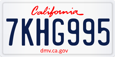 CA license plate 7KHG995
