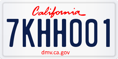 CA license plate 7KHH001