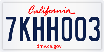 CA license plate 7KHH003