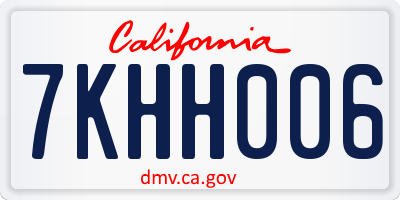 CA license plate 7KHH006
