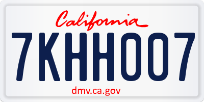 CA license plate 7KHH007