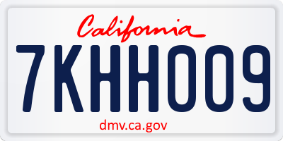 CA license plate 7KHH009