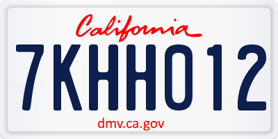 CA license plate 7KHH012