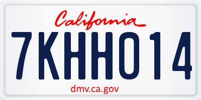 CA license plate 7KHH014