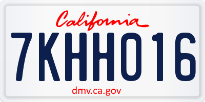 CA license plate 7KHH016