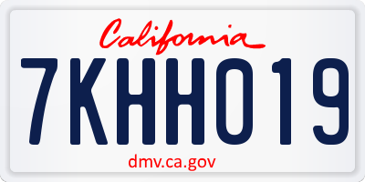 CA license plate 7KHH019