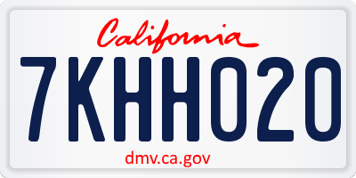 CA license plate 7KHH020
