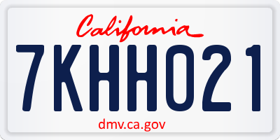 CA license plate 7KHH021