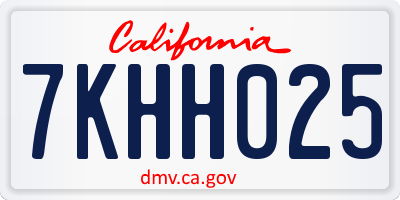 CA license plate 7KHH025
