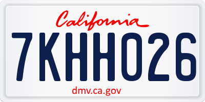 CA license plate 7KHH026
