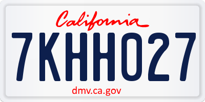 CA license plate 7KHH027