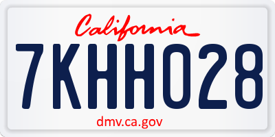 CA license plate 7KHH028