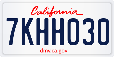 CA license plate 7KHH030