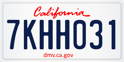 CA license plate 7KHH031