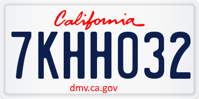 CA license plate 7KHH032