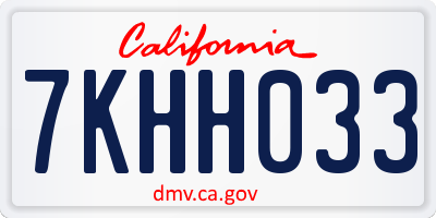 CA license plate 7KHH033