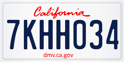 CA license plate 7KHH034