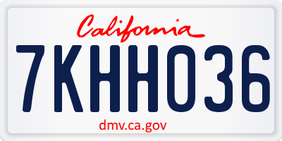 CA license plate 7KHH036