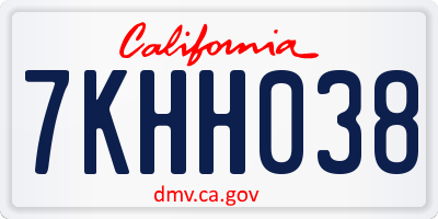 CA license plate 7KHH038