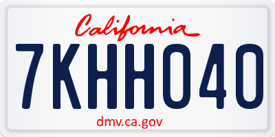 CA license plate 7KHH040