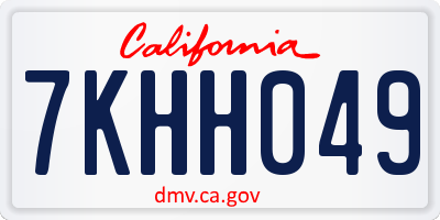 CA license plate 7KHH049