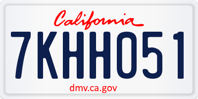 CA license plate 7KHH051
