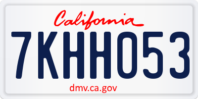 CA license plate 7KHH053
