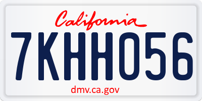 CA license plate 7KHH056